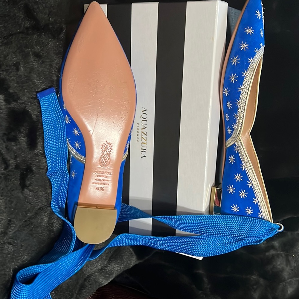 Aquazzura Firenze Bliss Ballet Suede 
Color Hycinth Like New